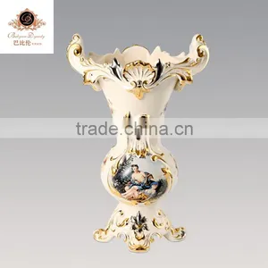 Luxury Ceramic European Hand Painted Decorative 16"flower Vase Pot thumbnail-2