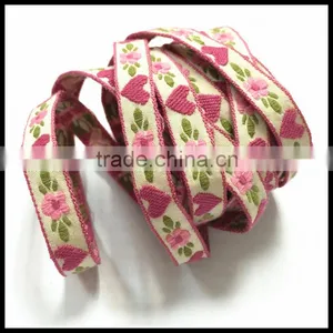Pink Heart Printed Embroidery Ribbon Manufacturing in Dongguan for Decoration thumbnail-2