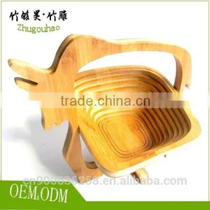 Apple Shape Folding Bamboo Storage Food Fruit Basket for Wedding thumbnail-6