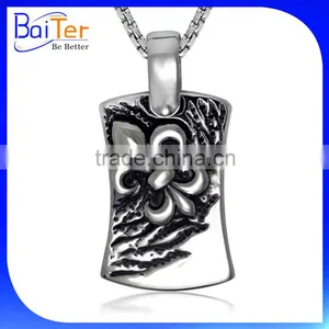 Custom Vintage Stainless Steel Mens Spider Shield Dog Tag Pendant Necklace Wholesale thumbnail-3
