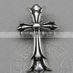 Gothic Punk Style Vintage Antique Men's 925 Sterling Silver Tribal Cross Pendant Necklace Pendant For Men thumbnail-4