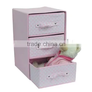 Pink 3 Drawer Grid Storage Box thumbnail-1