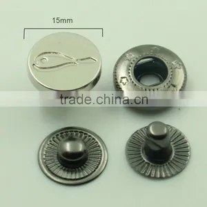 Custom Logo Zinc Alloy 15mm Flat Plating Technics Metal Press Snap Button for Bags Quality Choice thumbnail-2