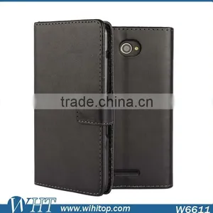 China Supplier Flip Wallet Cover Genuine Leather Phone Case for Sony Xperia E4 thumbnail-6