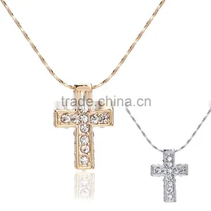 Jewelry Crystal 18k Gold Cross Pendant Necklace Quality Choice thumbnail-1