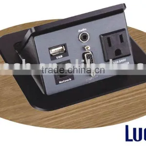Desktop Socket, Pop up Desktop Outets Sockets,with 3.5mm Jack. thumbnail-1