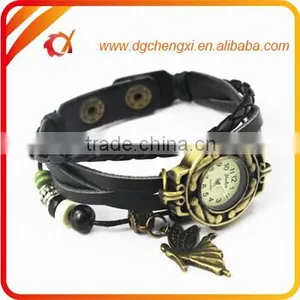 New Fashion Vintage Leather Watch Bracelet Watch Pendant Quartz Watch thumbnail-5