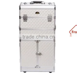 Salon Beauty Artist Professional Aluminum Rolling Trolley Makeup Case With Drawers thumbnail-2