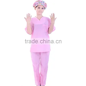 2016 HotSelling Fashion Style Plain Woven Hospital Use OEM/cheap Medical Polyester Cotton Short Sleeve Scrubs With High Quality thumbnail-6