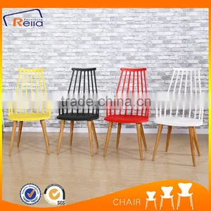 New Design Dining Room Plastic Chair With Wood Legs thumbnail-1