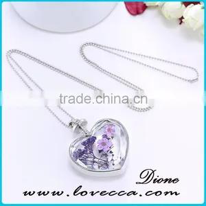 2016 Hot Fashion New Glass Bottom Necklace With Real Flower thumbnail-2