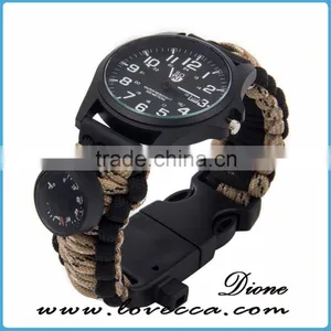 Multifuctional 6 in 1 Survival Paracord Bracelet Compass Watch Hiking Different Colors Outdoor Camping thumbnail-1