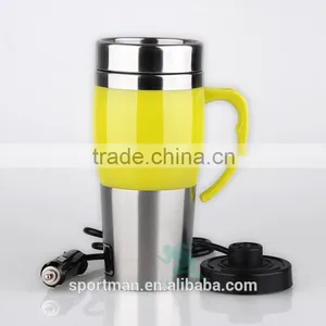 Eco-Friendly Tailored Lightweight Travel Mug With Easy-clean Lid Electric Car Heating Vacuum Flask Stainless Steel Coffee Mug thumbnail-3