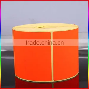 Custom Orange Fluorescent Adhesive Label Sticker in Roll thumbnail-1