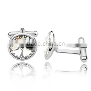 Europe High Polishing Cufflinks Silver Metal Copper Silver Cuff Link Crytsal for Men Shirts thumbnail-2