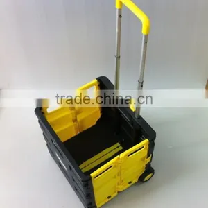 Portable Folding Boot Cart Handy Easy Storage Durable Plastic Shopping Cart With Aluminium Telescopic Handle thumbnail-1