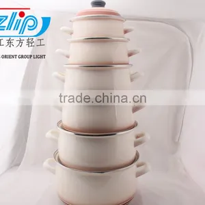 6 Pcs High Casserole Straight Shape W/Hollow Handle & Metal Cover Decor thumbnail-1