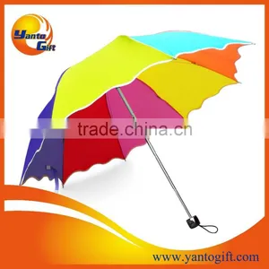 Custom Pink Color Three Folds Umbrella for Promotion thumbnail-6