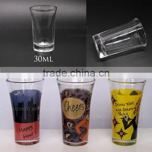 High Quality Factory Supply 30ml Shot Glass Clear/frosted/decal Logo Shot Glasses thumbnail-1