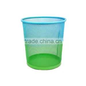 Store More Metal Mesh Trash Can Wastebasket Green Blue thumbnail-3