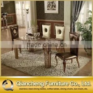 Rose Golden Stainless Steel Dining Table With Crystal Decoration thumbnail-3