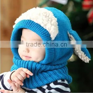 Siamese Puppy Scarf Winter New Baby Hat Wool Hat Winter Hat Hot Sale Beanie Hat Hooded Scarf Earflap Knit Cap thumbnail-6