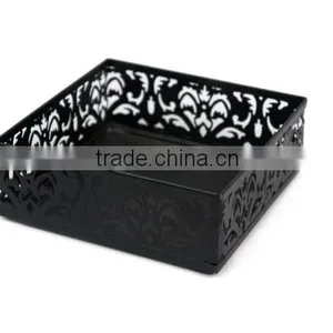 Black Metal Punched Desktop Stationery Sundry Storage Basket thumbnail-2