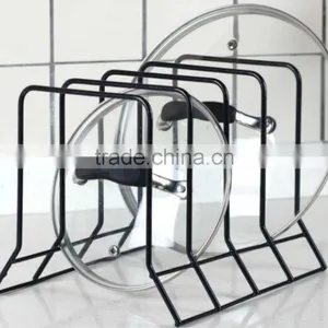 Stainless Steel Metal Kitchen Wall Mounted Hanging Pot Cover Rack thumbnail-1
