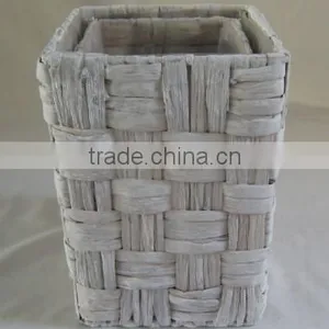 Square Waterhyacinth White Wash With Liner Flower Basket/Flowerpot thumbnail-1