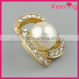 Decorative Fashionable Alloy Gold Rhinestone Pearl Button WBK-1487 thumbnail-2