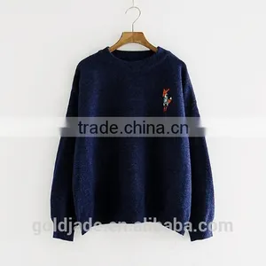 2016 New Korean Style Spring Winter Autumn Round Neck Long Sleeve Plain Women Sweater thumbnail-3