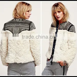 Star Loves European Style Lamb Wool Coat Jacket With Rivet thumbnail-3