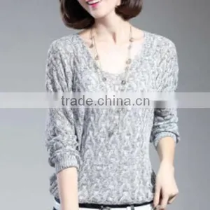 Wool Knitted Sweater for Women,colorful Beaded Neck Pullover for Lady's Wear thumbnail-1
