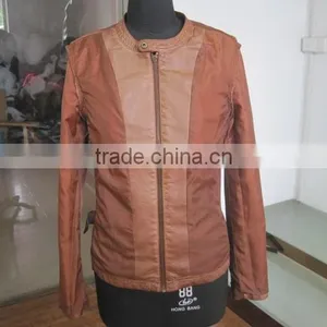 Punk Rock PU Leather Jacket Women Tops Faux Leather Autumn Coat Slim Orange Jackets Outwear Women Top 2015 Faux Leather Jacket thumbnail-5