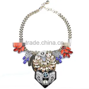 Big Brand Multicolor Rhinestone Alloy Statement Necklace Jewelry for Women thumbnail-3