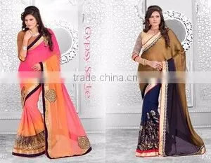 Season Special Designer Embroidery Saree With Blouse Material & Lace Border in Side Saree thumbnail-1