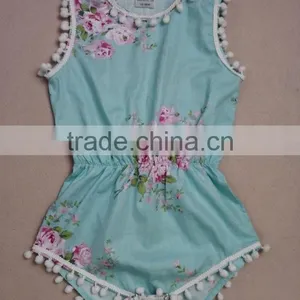 2017 Ponpon Floral Baby Romper Months Girls 100% Cotton Rose Vintage no Minimum Quantity. Etsy Item thumbnail-2