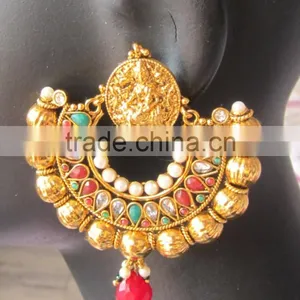 Dangler Gold Tone Dangler POLKI EARRINGS thumbnail-3