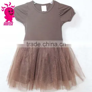 Kids Girls Toddler Baby Princess Dress Dolid Color Tutu Short Sleeve Dresses thumbnail-1
