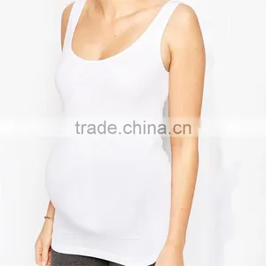 Plain White Maternity Tank Cheap Wholesale Maternity Clothes thumbnail-4
