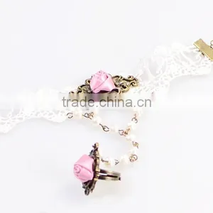 Fashion Girls Style Jewelry Sets White Lace Rose Set Jewelry Wholesale thumbnail-3