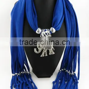 Vintage Turquoise Butterfly Pendant Jewelry Scarves High End Women Long Jewelry Scarves Solid Light Blue Jewelry Scarves thumbnail-6