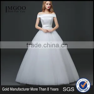 MGOO Customised Ball Gown White Plain Satin Bridal Dress Sleeveless Elegant Simple Dress For Wedding Formal Dress thumbnail-1