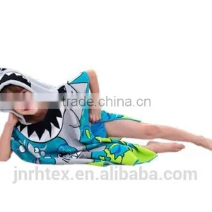Cute Blue Beach Pool Microfiber Hooded Poncho Towel for Boys thumbnail-3