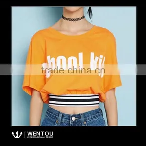 China Women Printed Letters Summer Short Sleeve Blouse thumbnail-1
