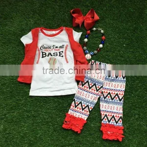 Kids Baseball Season Popular Baseball Style 3 Pieces Short Sleeve Clothes Cause I am All About That Base Outfit With Accessories thumbnail-2
