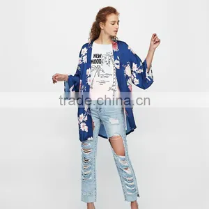 VARIOUS COLORS Floral Print Ladies Elegant Long Sleeve Kimono thumbnail-4