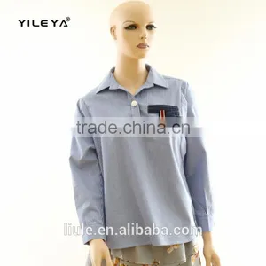 New Design Stripe Ladies Long Sleeve Blouses High Quality Striped Shirt thumbnail-1