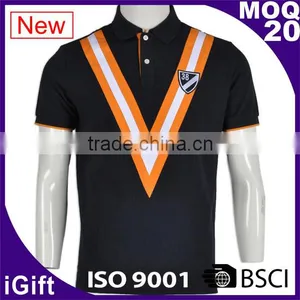 Men's Strip Polo T Shirt With Contrast Color Black Orange thumbnail-1