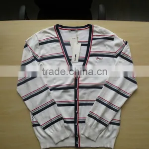 New Season 2014 White With Red Strip Cardigan Casual Men Knitted Sweater Men thumbnail-1
